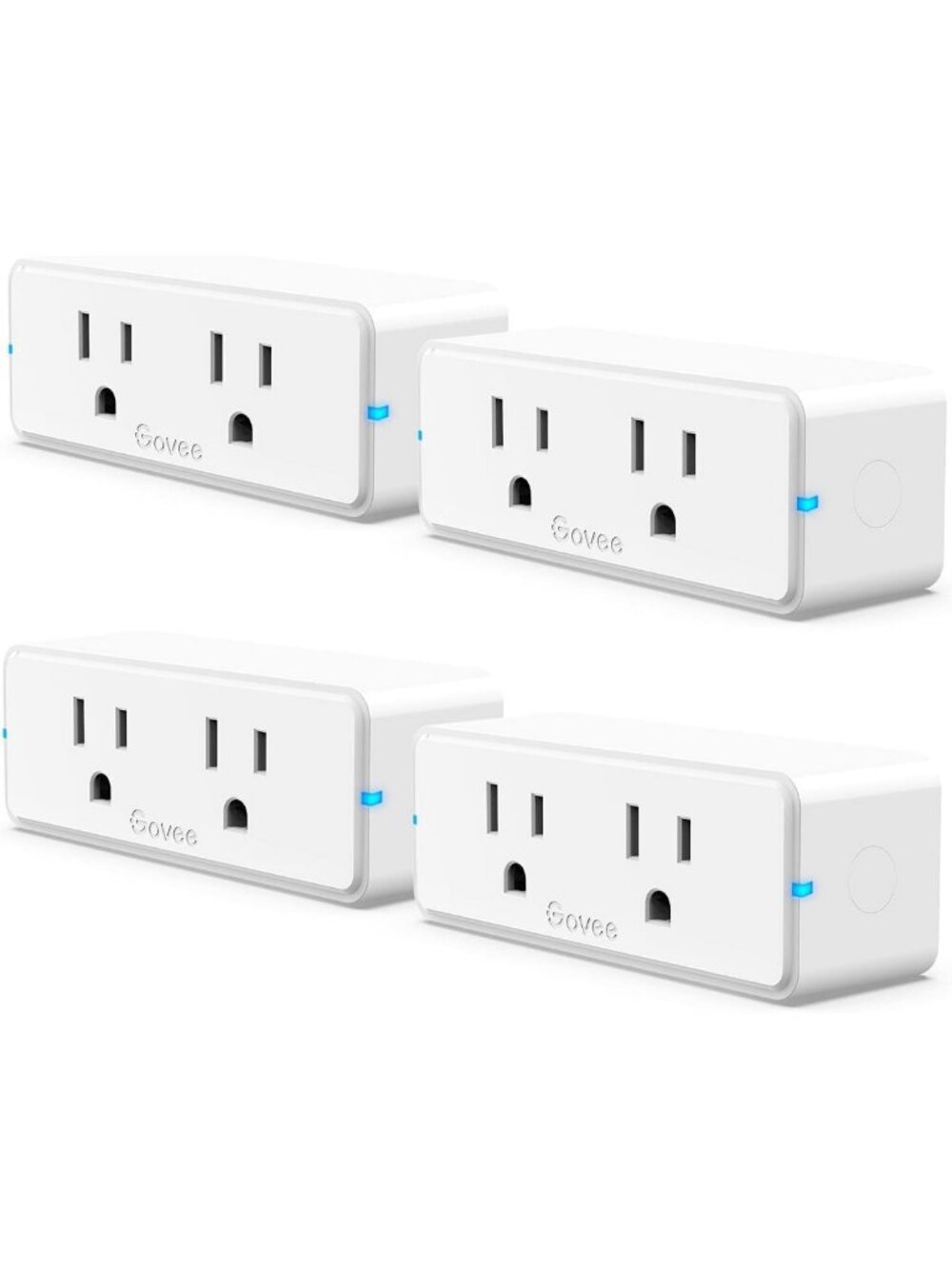 Smart WiFi Bluetooth Dual Outlet Plug 4-Pack, 15A 2-in-1 Design for Home